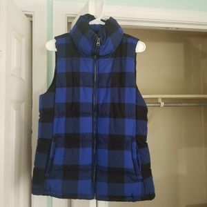 Plaid puffy vest